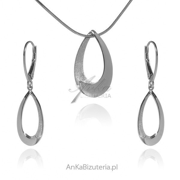 AnKa Biżuteria, Komplet biżuteria srebrna rodowana i satynowana
