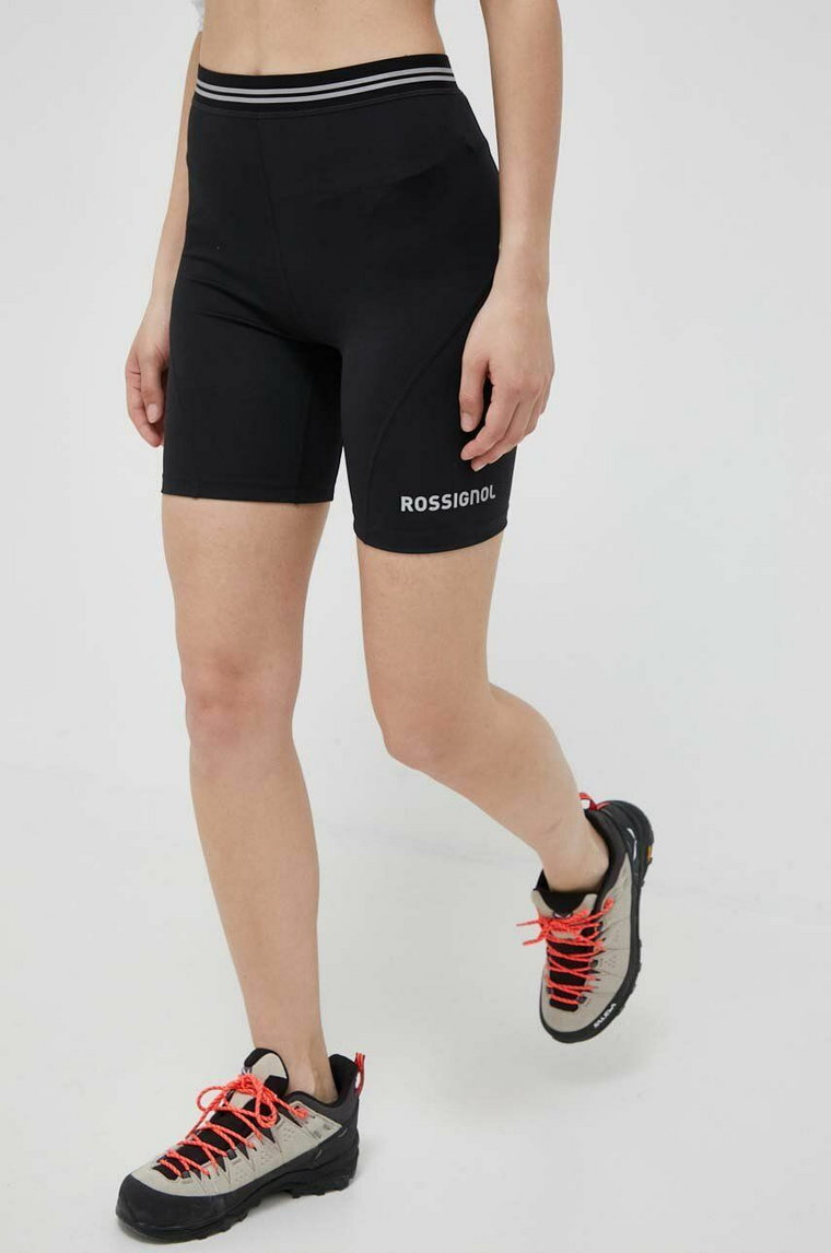 Rossignol szorty damskie kolor czarny gładkie high waist