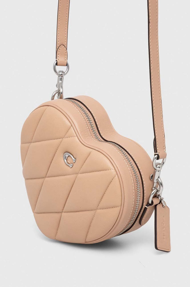 Coach torebka skórzana Heart Crossbody kolor beżowy