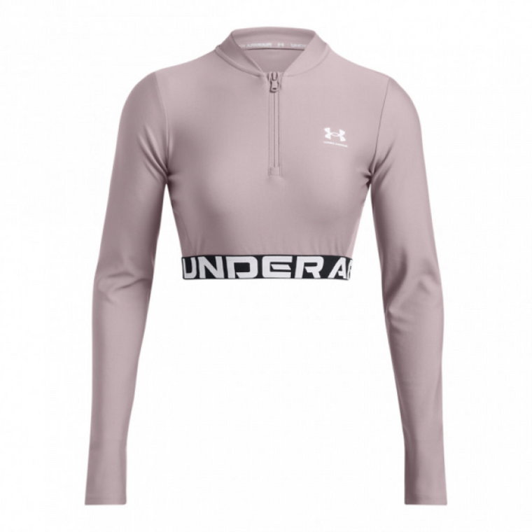 Damski longsleeve treningowy Under Armour Heatgear Rib 1/4 Zip Ls - beżowy