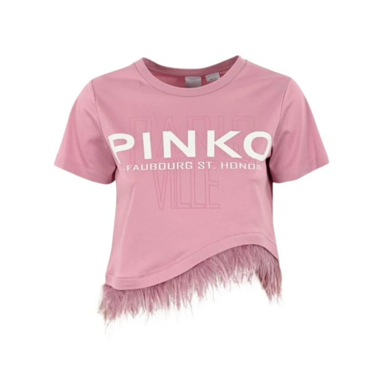 Pióra Hem Długi Rękaw T-shirt Pinko