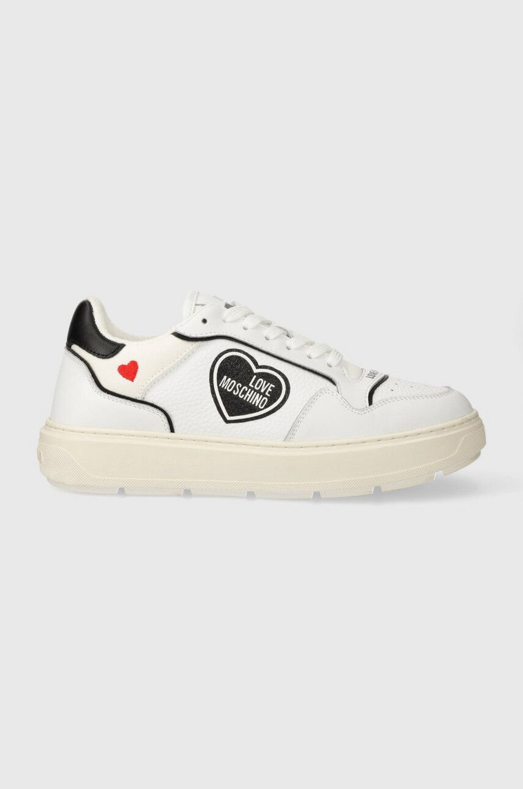 Love Moschino sneakersy skórzane kolor biały JA15204G1IJC110A