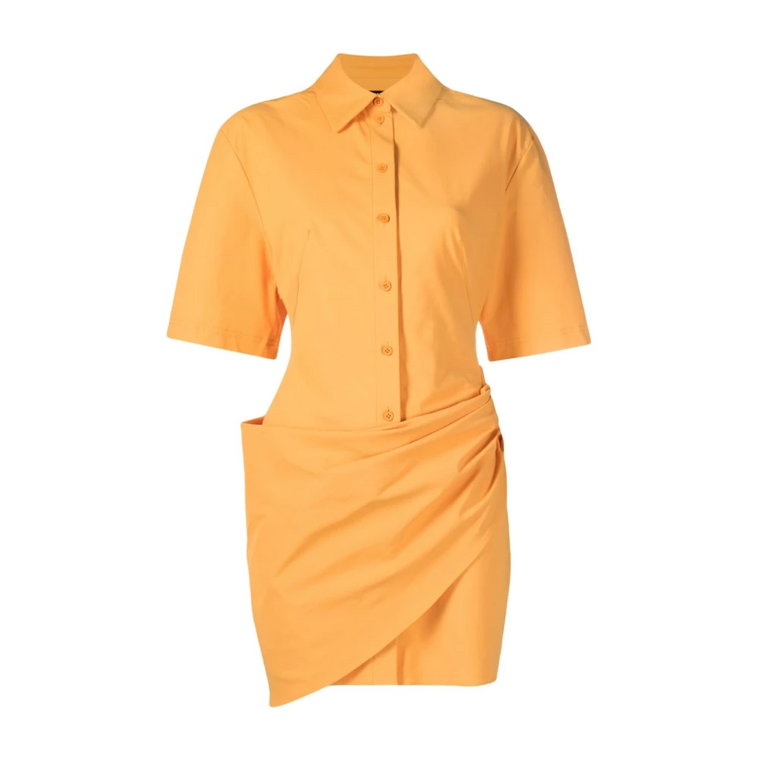 Tangerine Orange Sukienka w Stylu Koszuli Jacquemus