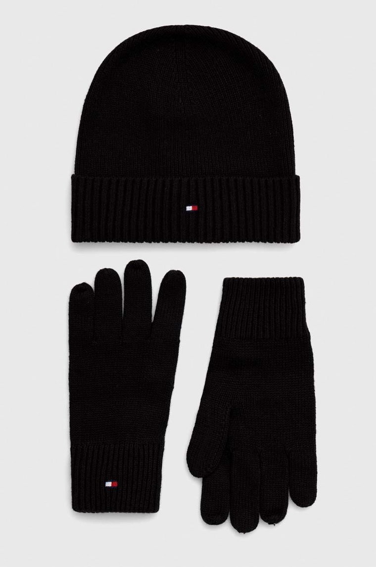 Tommy Hilfiger czapka i rękawiczki kolor czarny