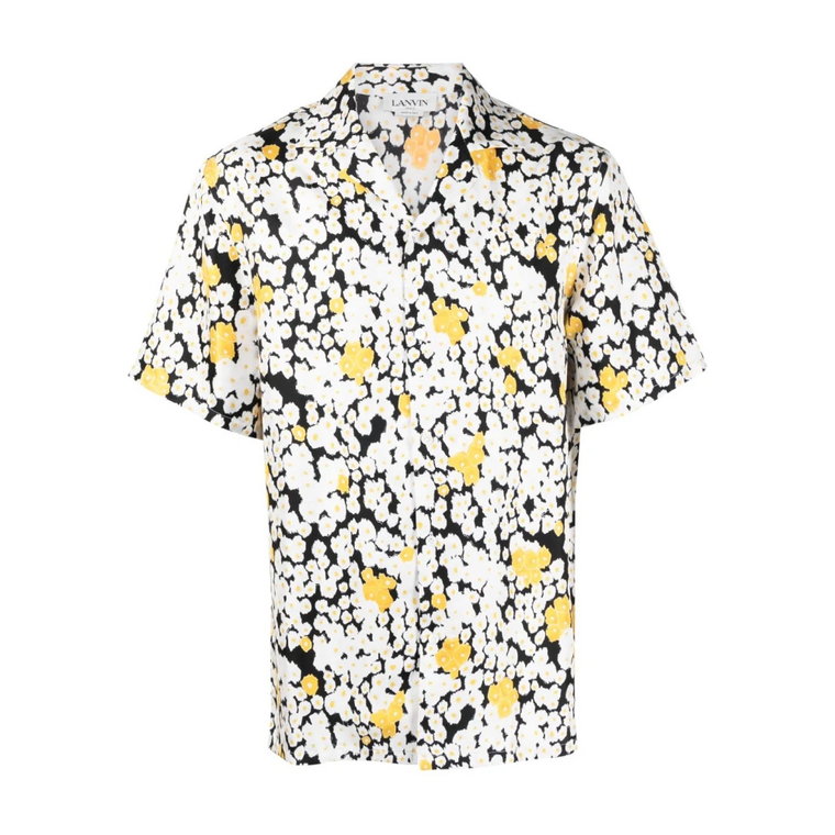 Jedwabna Koszula z Kwiatowym Wzorem i Krótkimi Rękawami Lanvin