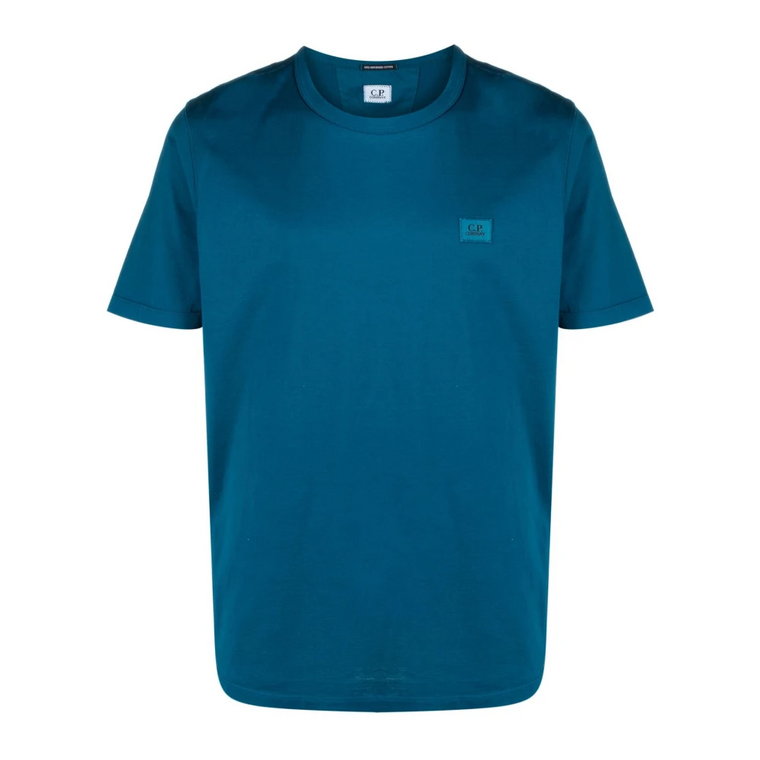 Niebieski Bawełniany T-shirt z Okrągłym Dekoltem C.p. Company