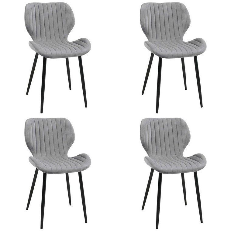 4 sztuki szarych welurowych krzeseł - Oferion 4X