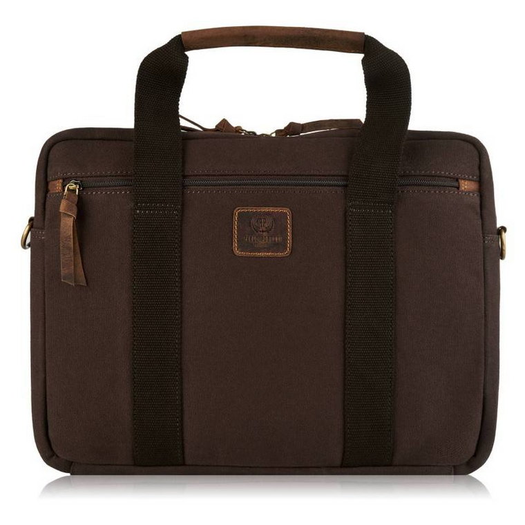 Włoska torba na laptopa z uchwytem na walizkę brązowa