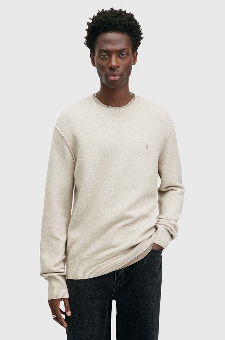 AllSaints sweter z wełną STATTEN kolor szary  M039KA