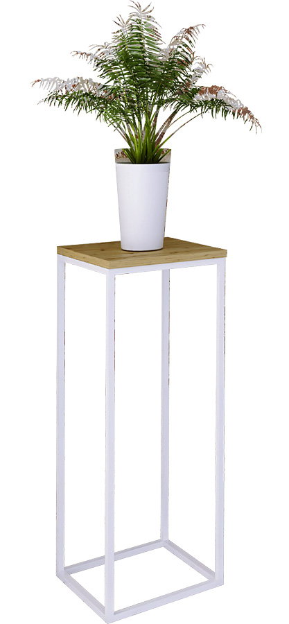 Skandynawski stojak na kwiaty biały + dąb artisan - Mobis 3X