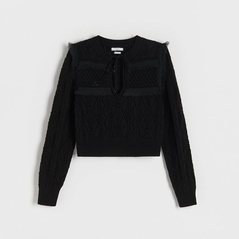 Reserved - Sweter z ozobnymi detalami - czarny