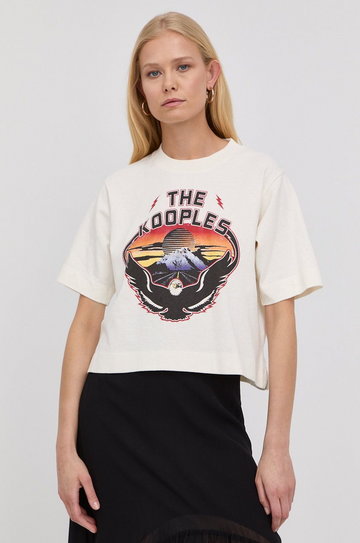 The Kooples t-shirt bawełniany kolor beżowy