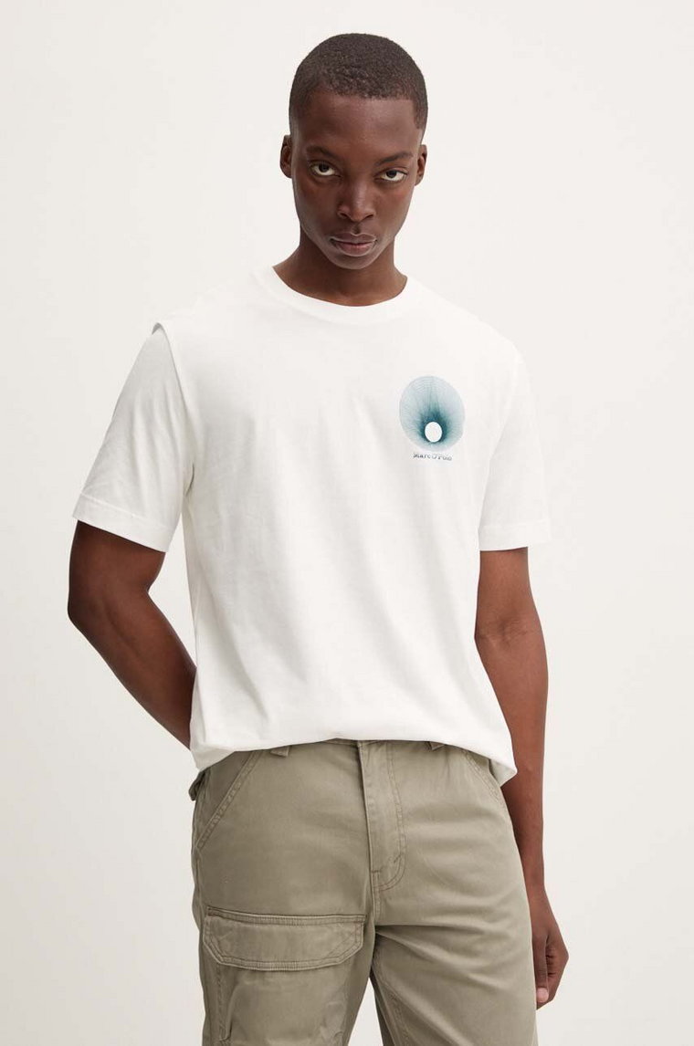 Marc O'Polo t-shirt bawełniany męski kolor beżowy z nadrukiem 426201251468