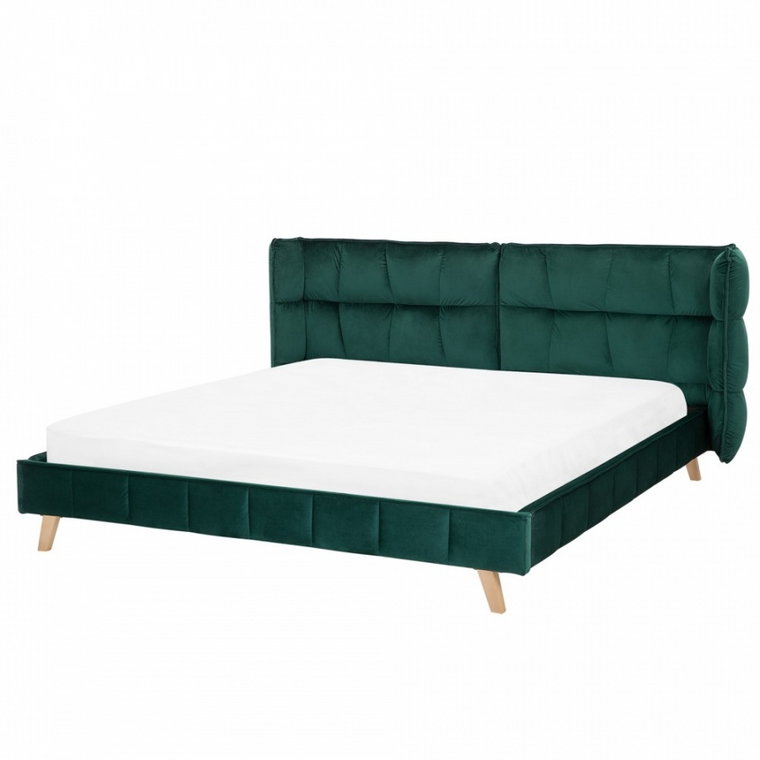 Łóżko welurowe 180 x 200 cm zielone SENLIS kod: 4251682216449