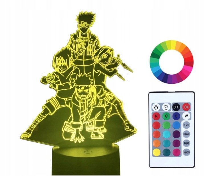 Lampka Nocna 3D LED Imię NARUTO Sasuke Uchihae