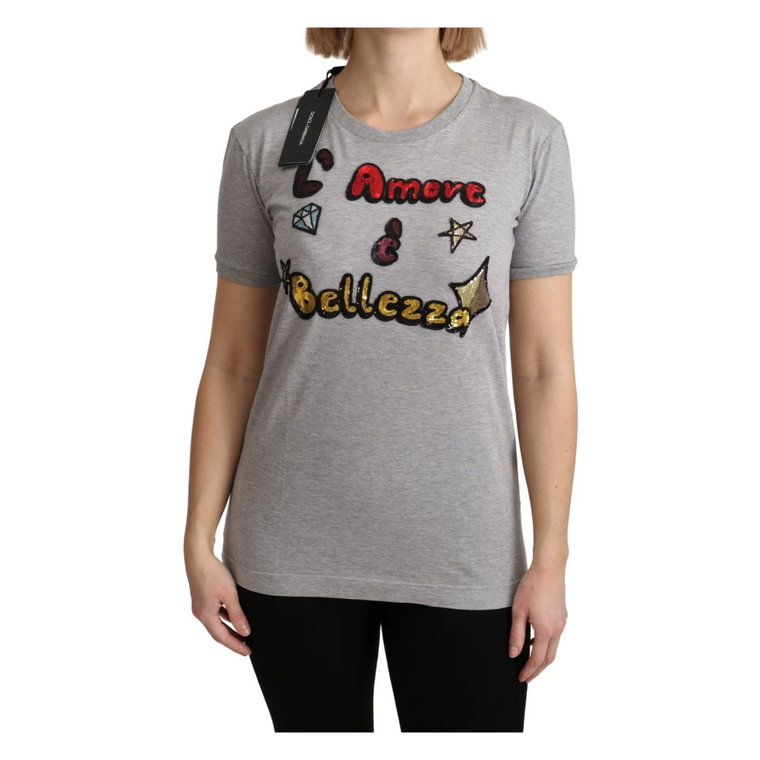 Szara Amore e Bellezza Top T-shirt Dolce & Gabbana