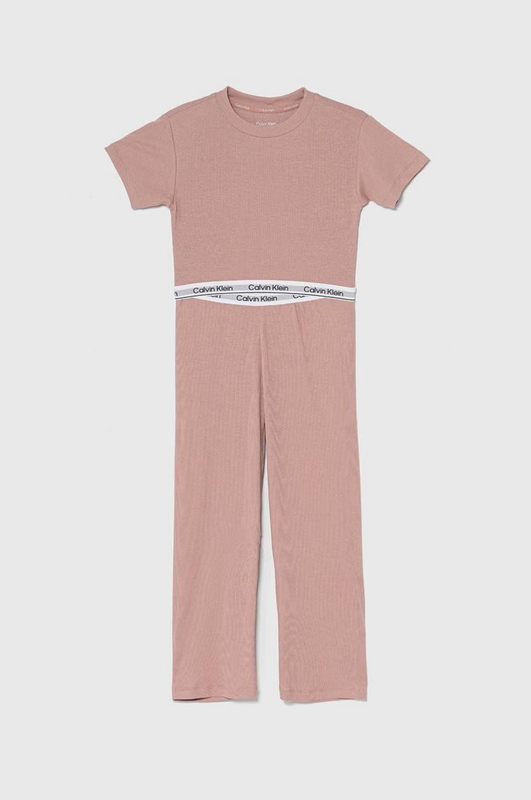 Calvin Klein Underwear piżama dziecięca kolor różowy gładka