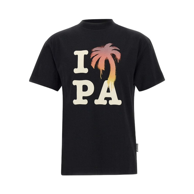 Czarna koszulka z bawełnianej dzianiny z logo I Love PA Palm Angels