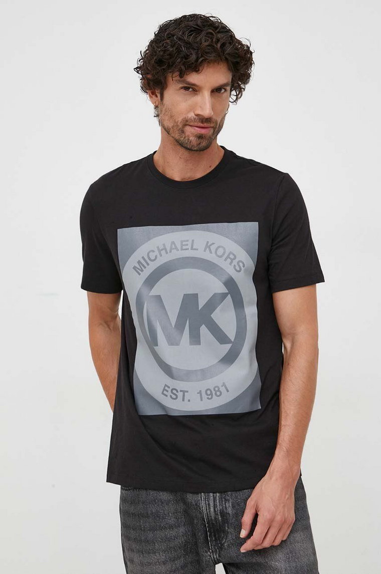 Michael Kors t-shirt lounge bawełniany kolor czarny z nadrukiem 6F36G10091