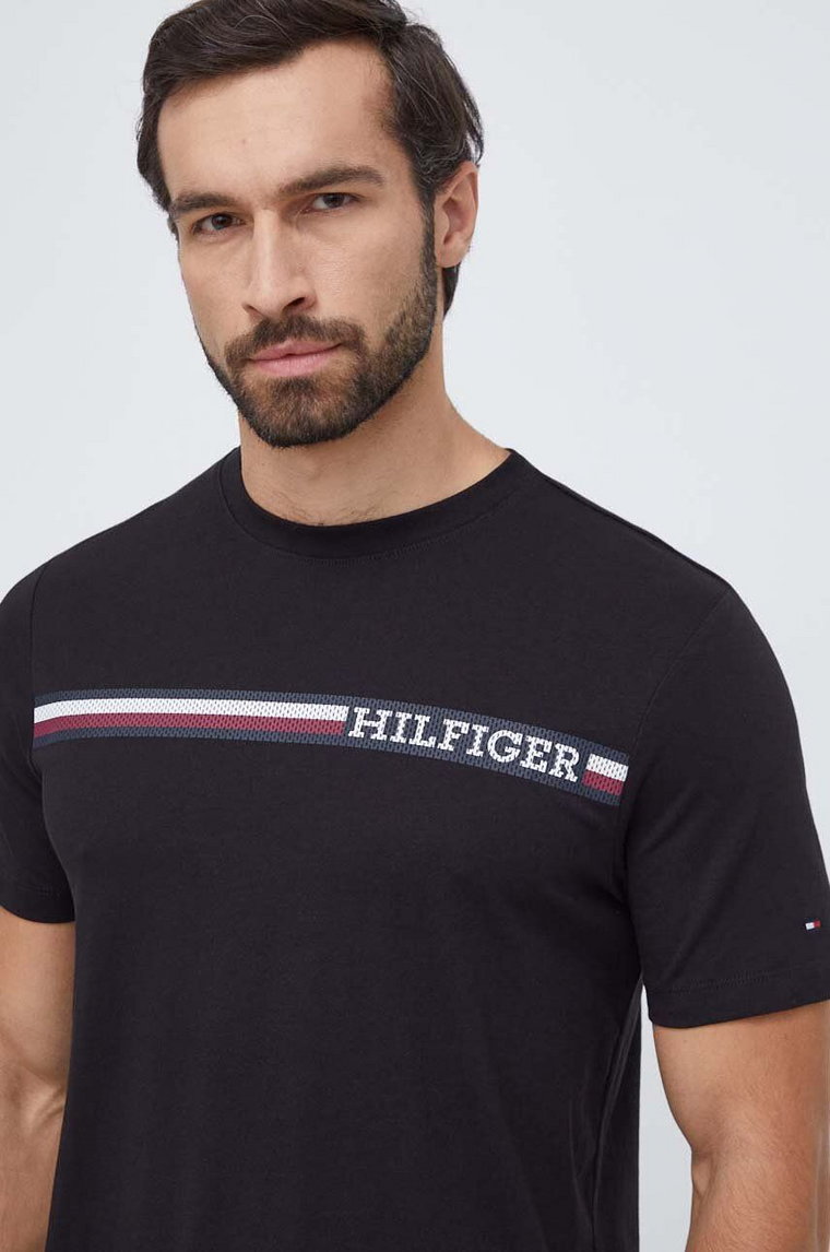 Tommy Hilfiger t-shirt bawełniany męski kolor czarny z nadrukiem MW0MW33688