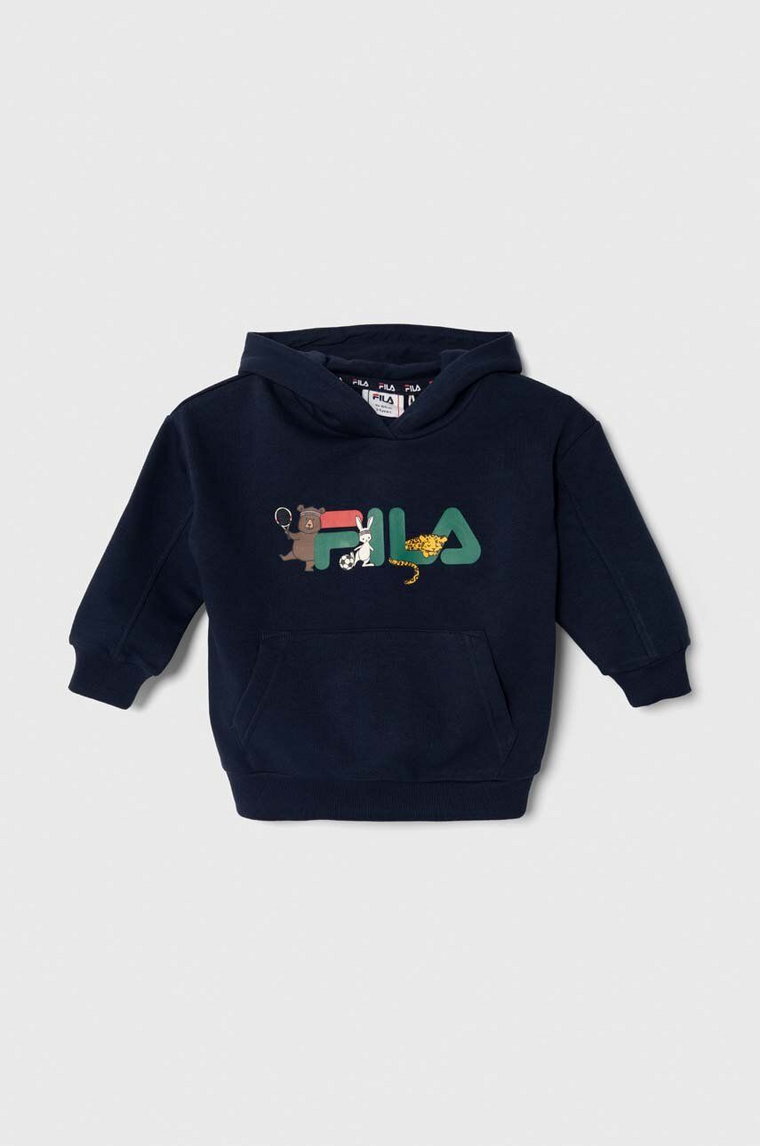 Fila bluza dziecięca TEMNITZQUELL hoody kolor granatowy z kapturem z nadrukiem