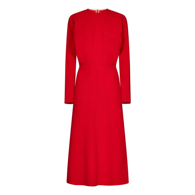 Czerwona Sukienka z Rękawem Dolman Midi Victoria Beckham