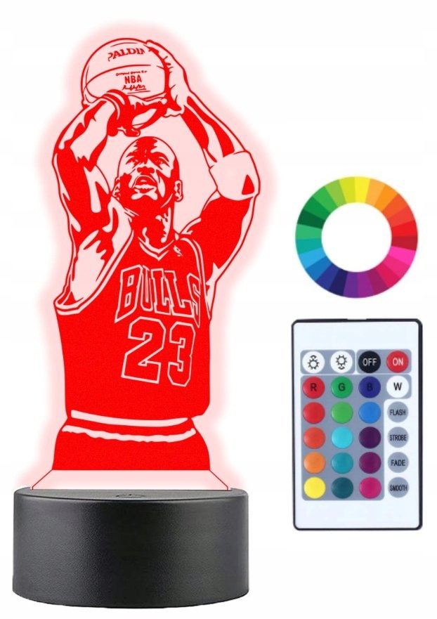 Lampka Nocna 3D Led Michael Jordan Imię Grawer