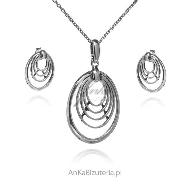 AnKa Biżuteria, Komplet biżuteria srebrna owalny labirynt