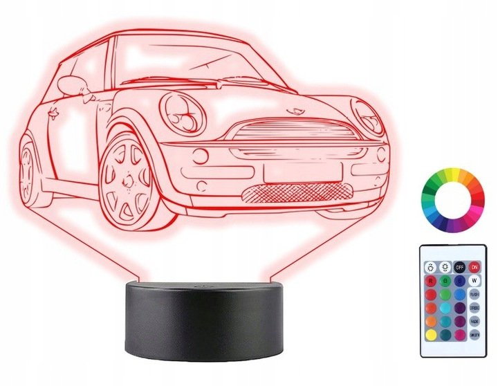 Lampka Nocna 3D Led Mini Cooper Grawer Prezent