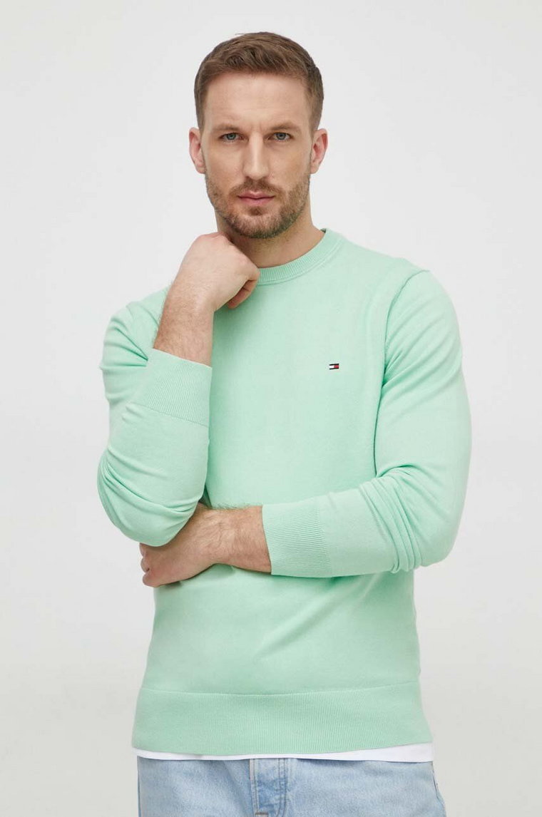 Tommy Hilfiger sweter męski kolor zielony lekki MW0MW21316