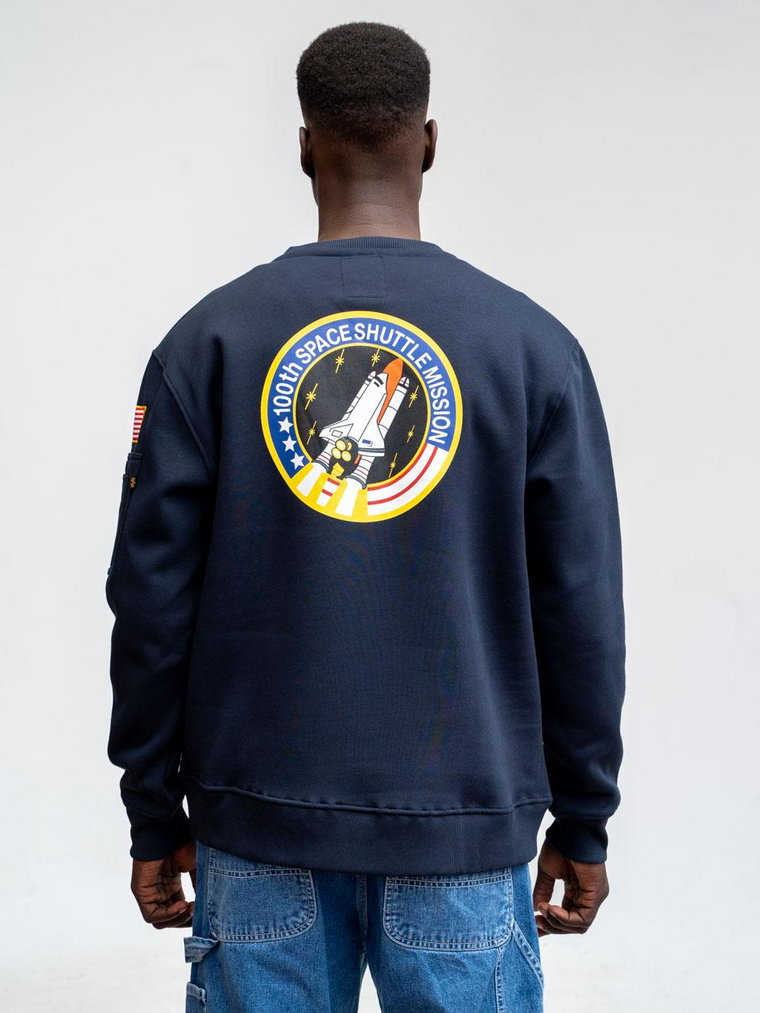 Bluza Bez Kaptura Męska Granatowa Alpha Industries Space Shuttle