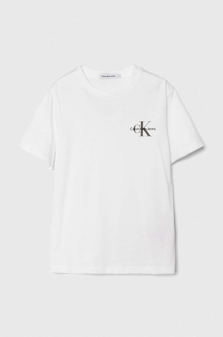 Calvin Klein Jeans t-shirt bawełniany dziecięcy kolor biały z nadrukiem IU0IU00624