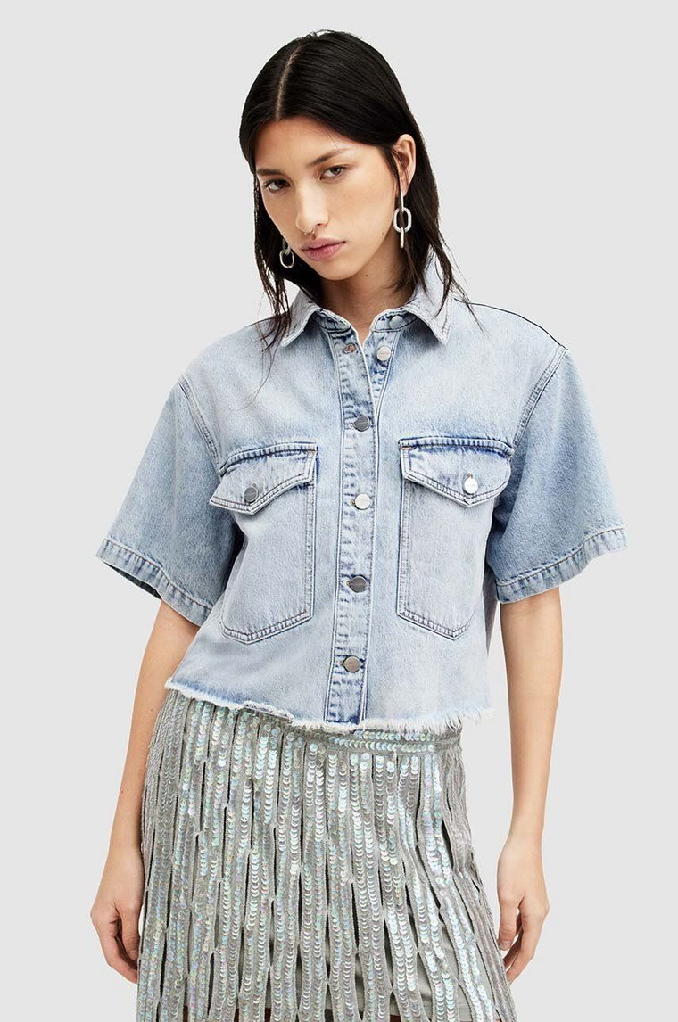 AllSaints kurtka jeansowa TOVE SS DENIM SHIRT damska kolor niebieski przejściowy W114PA