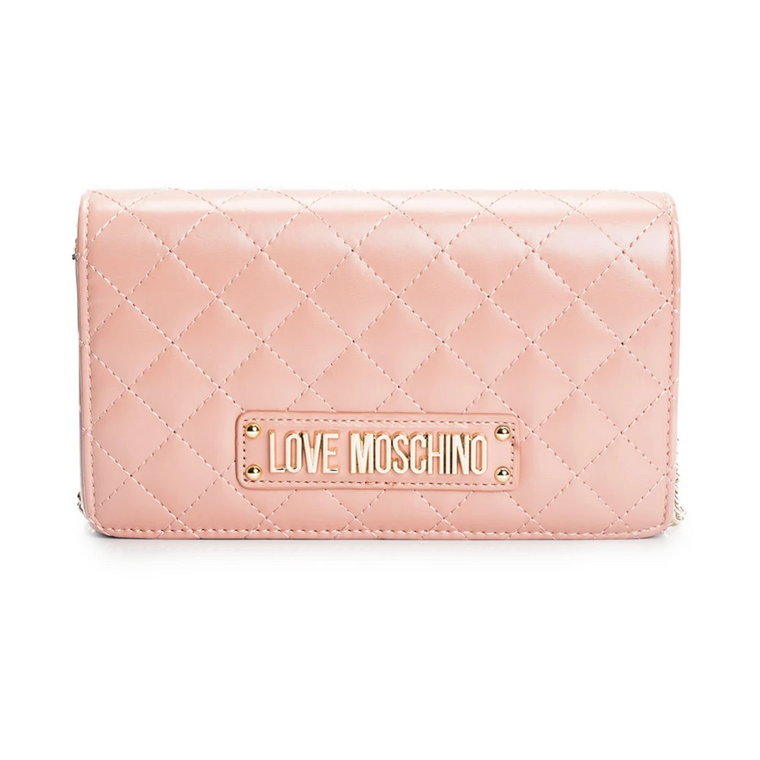 Pikowana Skórzana Torba na Ramię Love Moschino