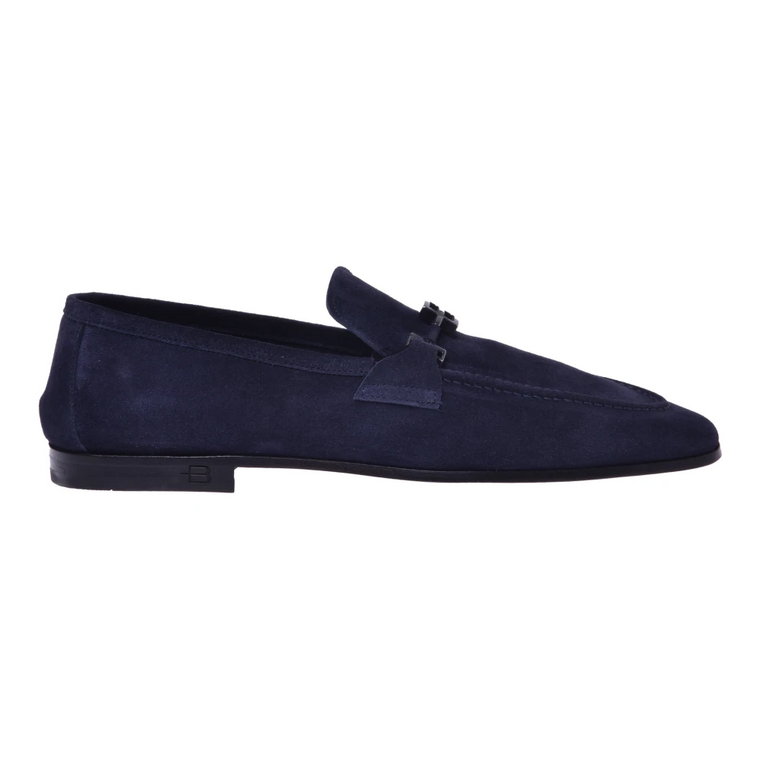 Navy blue split leather loafers Baldinini