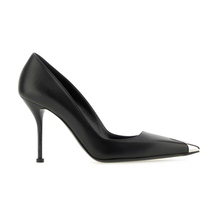 Czarne skórzane buty punkowe - Wysokość obcasa: 9 cm Alexander McQueen