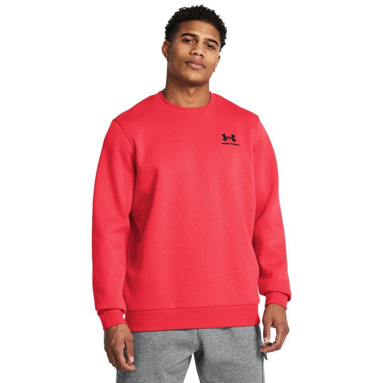 Męska bluza dresowa nierozpinana bez kaptura Under Armour UA Essential Fleece Crew - czerwona