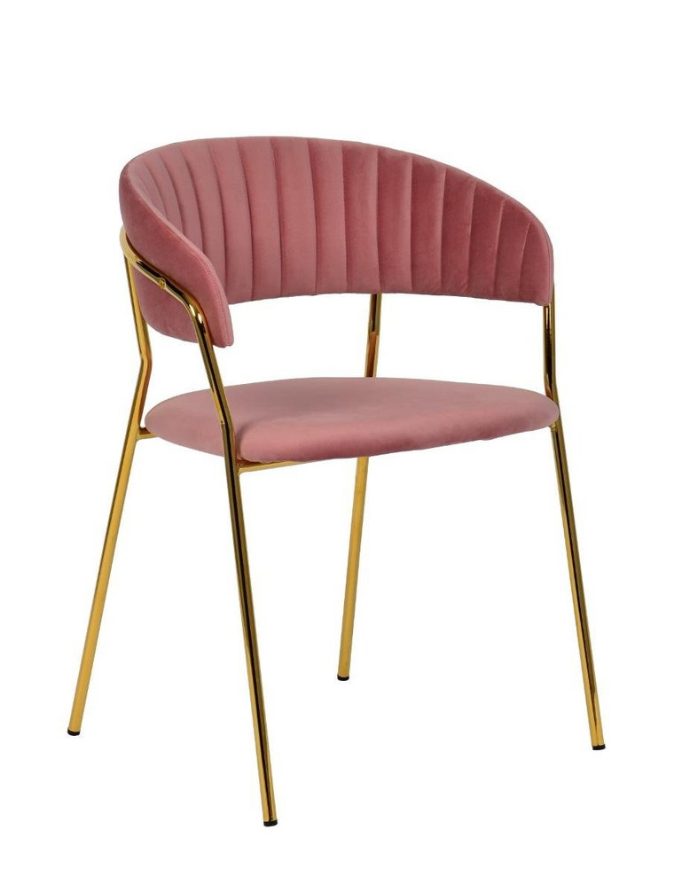 Krzesło welwetowe MIA HOME Milargo, różowe, 55x57x76 cm