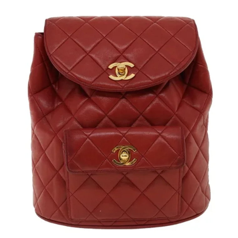 Używany Czerwony Skórzany Plecak Chanel Chanel Vintage