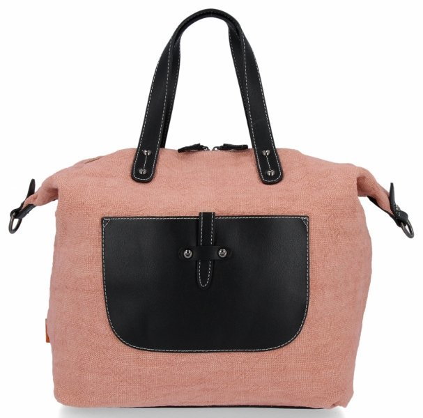 Torebka Damska Modny Shopper Bag XXL firmy David Jones Pudrowy Róż