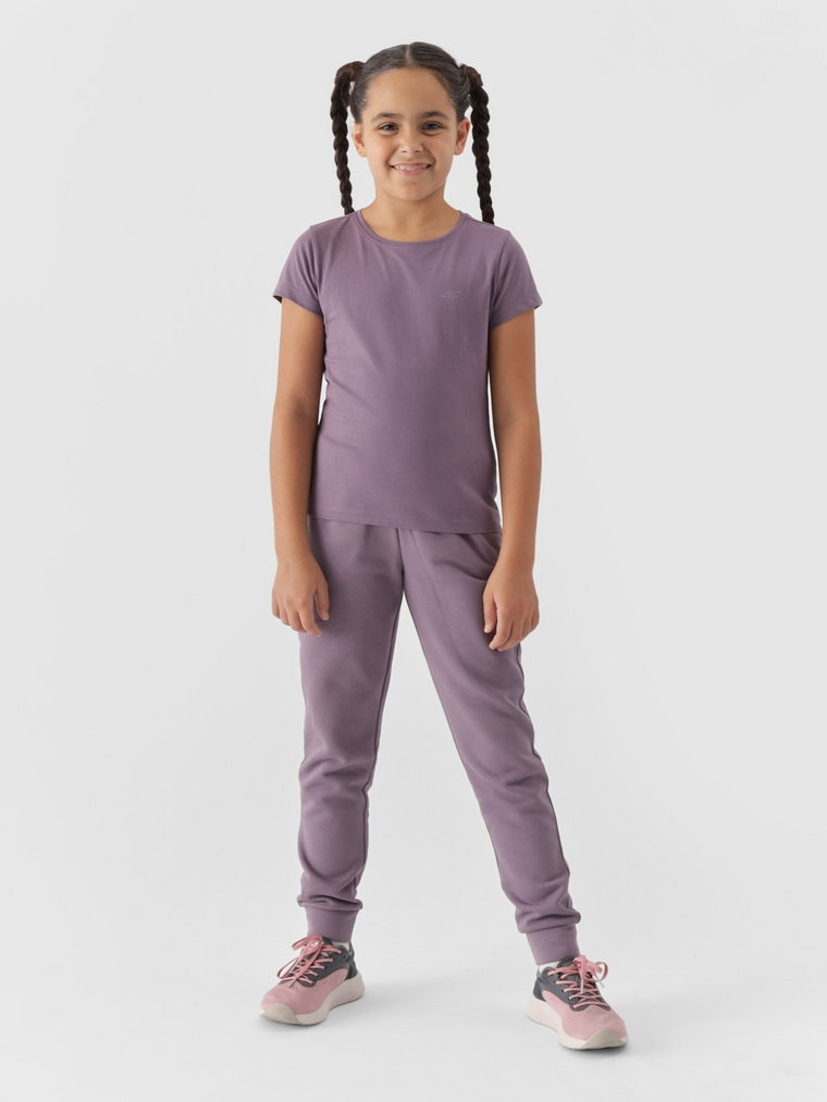 Spodnie dresowe joggery dziewczęce - fioletowe