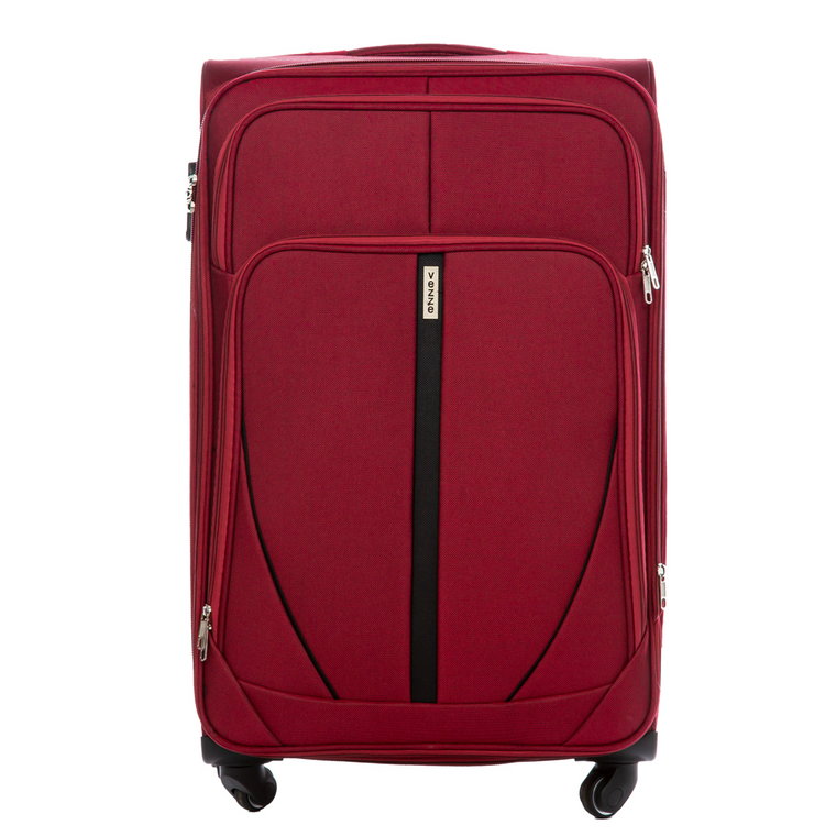 Elegancka walizka podróżna materiałowa duża BORDOWA