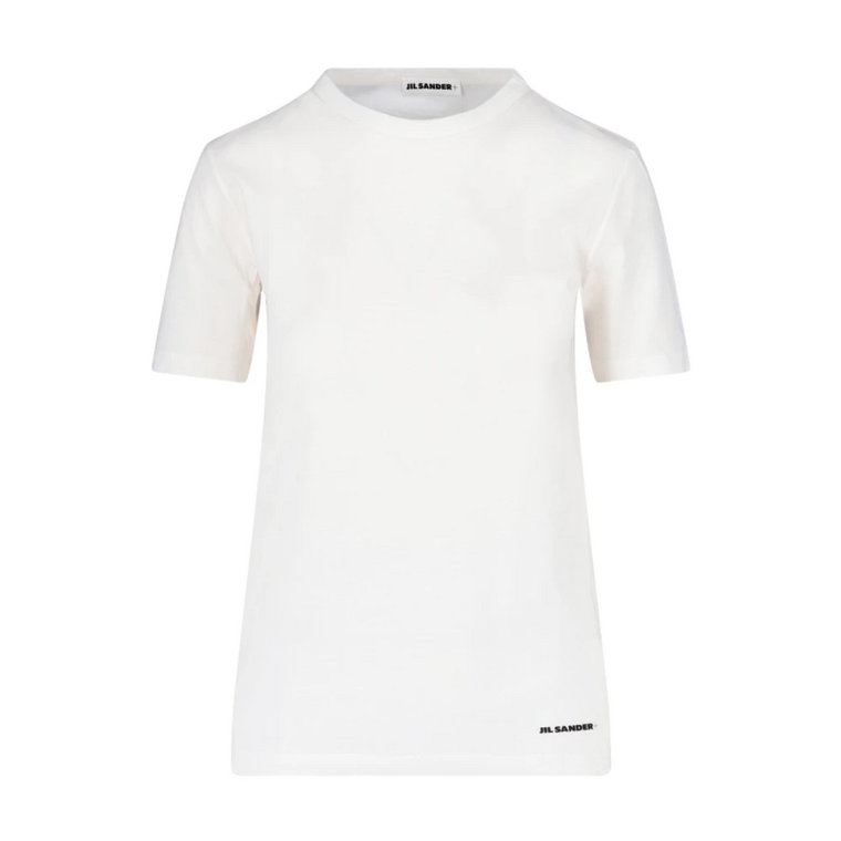 Biała koszulka z nadrukiem logo dla kobiet Jil Sander