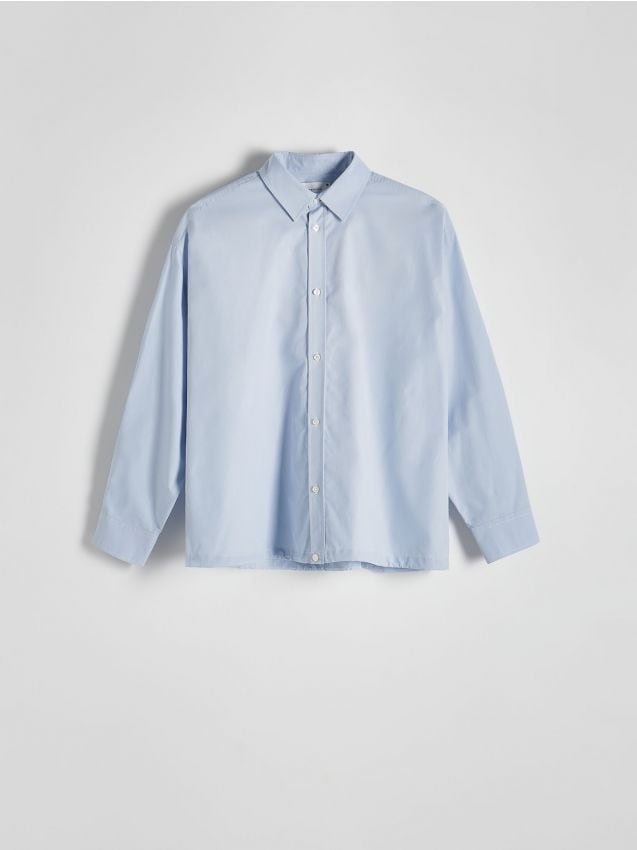 Reserved - Bawełniana koszula oversize - jasnoniebieski