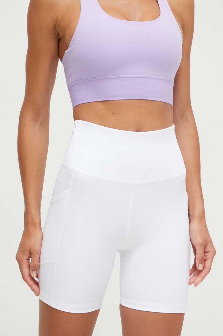 Dkny szorty damskie kolor biały gładkie high waist DP2S5088