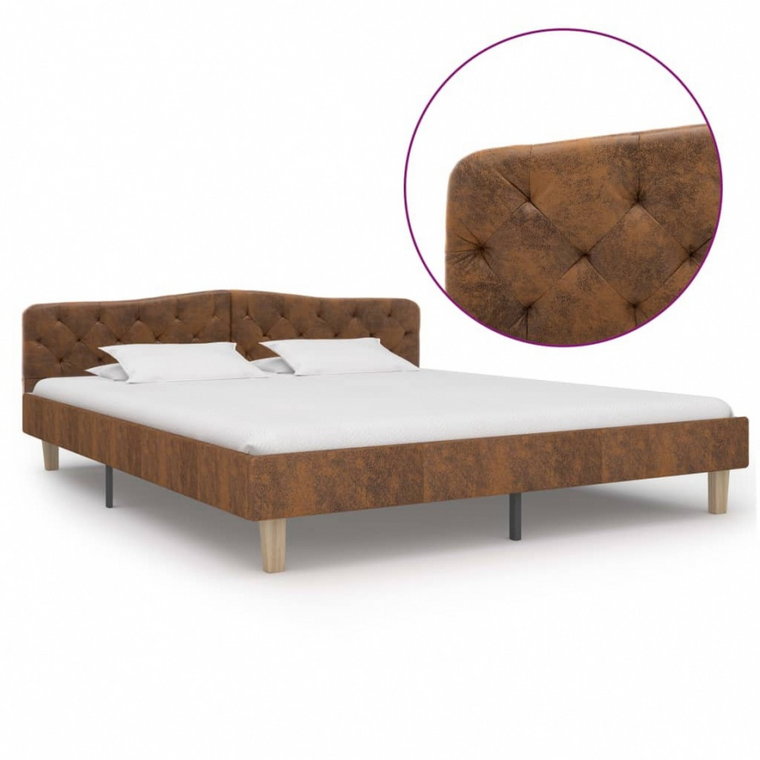 Rama łóżka, brązowa, sztuczna skóra zamszowa, 180 x 200 cm kod: V-284941