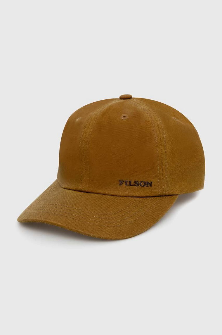 Filson czapka z daszkiem bawełniana Oil Tin Low Profile Logge kolor brązowy gładka FMACC0145