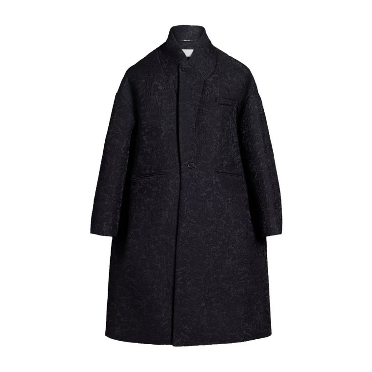 Czarny Oversizeowy Płaszcz w Wzory-Jakkar Maison Margiela