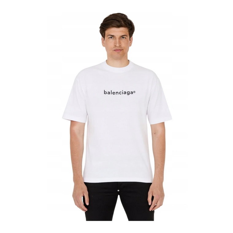 T-shirt z nadrukiem logo - Biały Balenciaga