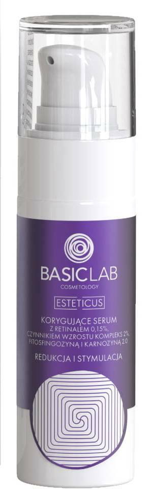 BasicLab Esteticus Korygujące serum 0,15% retinal, 2% czynnik wzrostu, fitosfingozyna 30ml